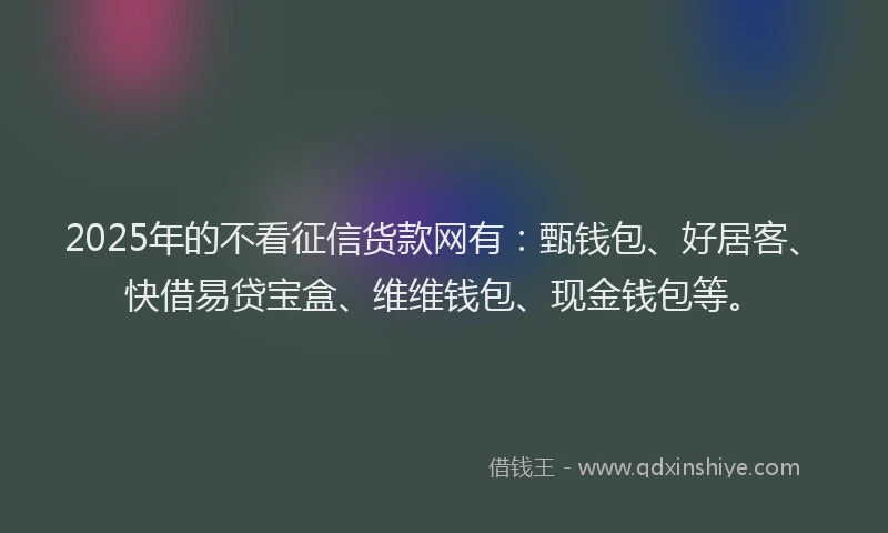 2025年的不看征信货款网有：甄钱包、好居客、快借易贷宝盒、维维钱包、现金钱包等。