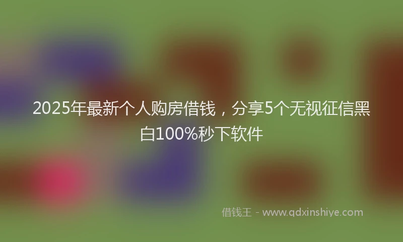 2025年最新个人购房借钱，分享5个无视征信黑白100%秒下软件