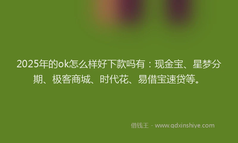 2025年的ok怎么样好下款吗有：现金宝、星梦分期、极客商城、时代花、易借宝速贷等。