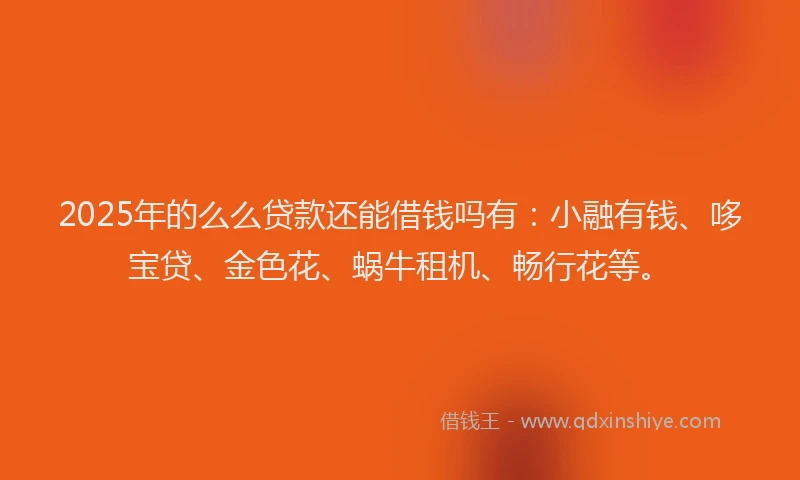 2025年的么么贷款还能借钱吗有：小融有钱、哆宝贷、金色花、蜗牛租机、畅行花等。