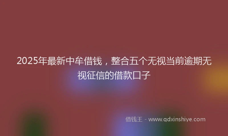 2025年最新中牟借钱，整合五个无视当前逾期无视征信的借款口子