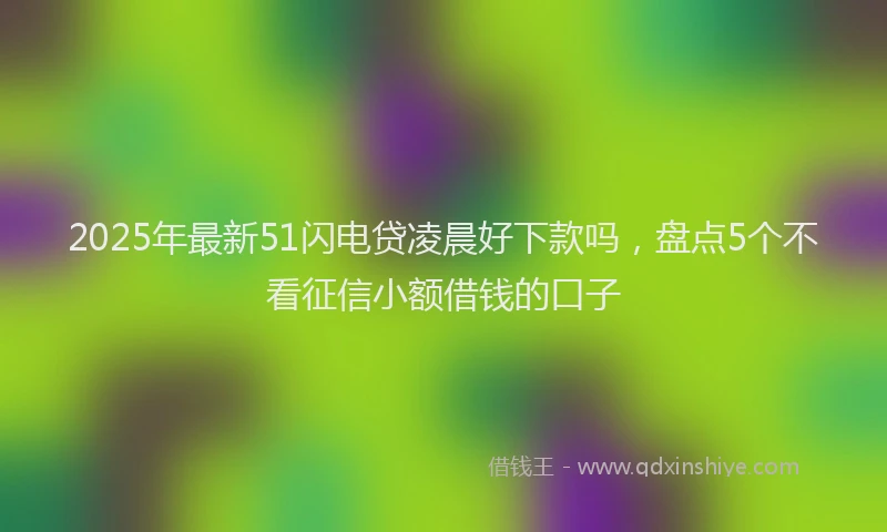 2025年最新51闪电贷凌晨好下款吗，盘点5个不看征信小额借钱的口子