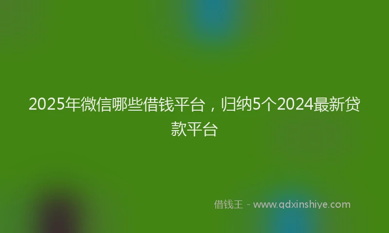 2025年微信哪些借钱平台，归纳5个2024最新贷款平台