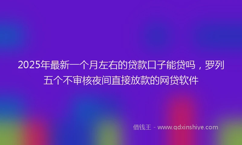 2025年最新一个月左右的贷款口子能贷吗，罗列五个不审核夜间直接放款的网贷软件