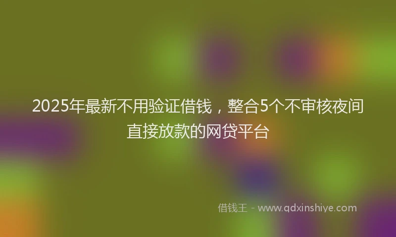 2025年最新不用验证借钱，整合5个不审核夜间直接放款的网贷平台