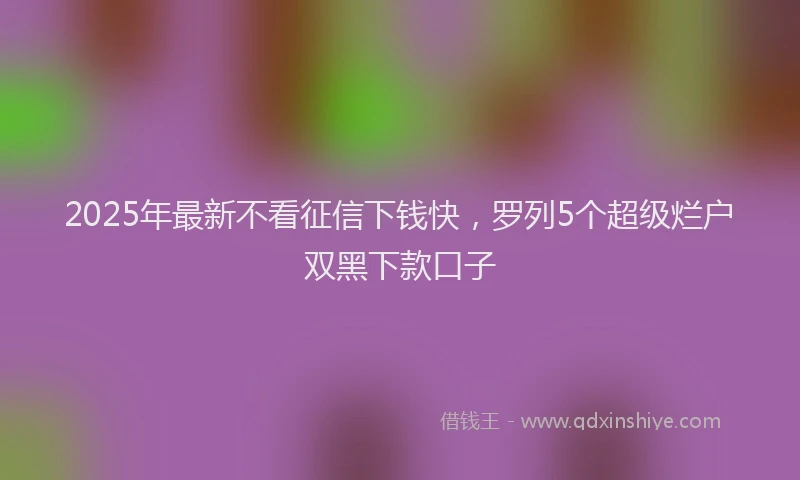 2025年最新不看征信下钱快，罗列5个超级烂户双黑下款口子