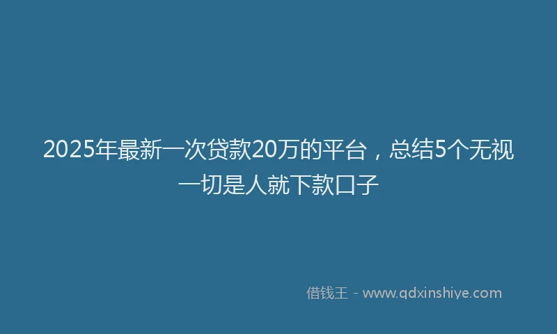 2025年最新一次贷款20万的平台，总结5个无视一切是人就下款口子