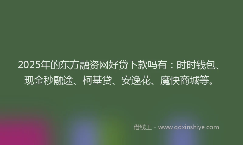2025年的东方融资网好贷下款吗有：时时钱包、现金秒融途、柯基贷、安逸花、魔快商城等。
