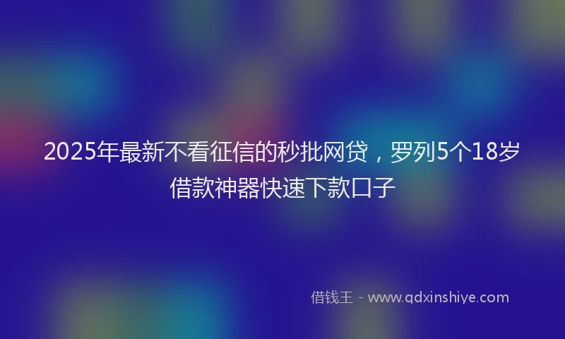 2025年最新不看征信的秒批网贷，罗列5个18岁借款神器快速下款口子