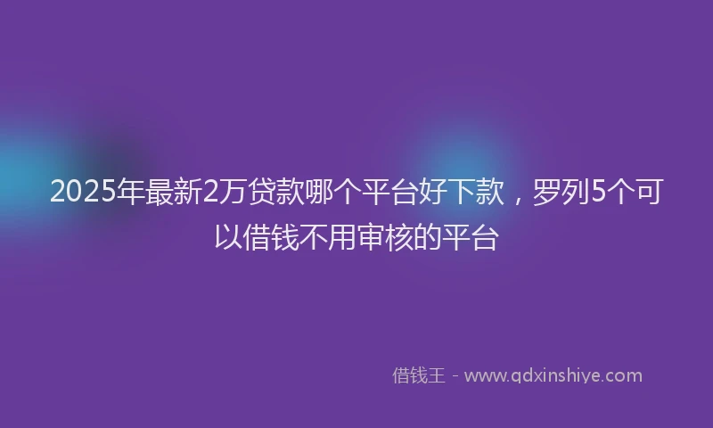 2025年最新2万贷款哪个平台好下款，罗列5个可以借钱不用审核的平台