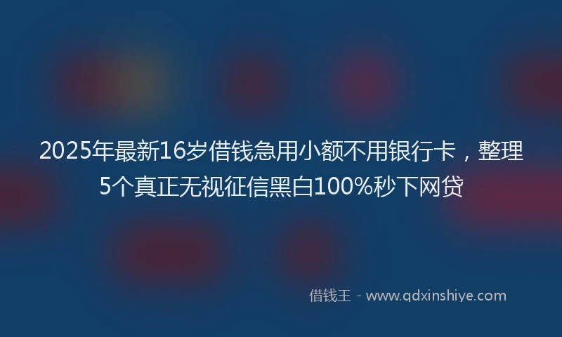 2025年最新16岁借钱急用小额不用银行卡，整理5个真正无视征信黑白100%秒下网贷