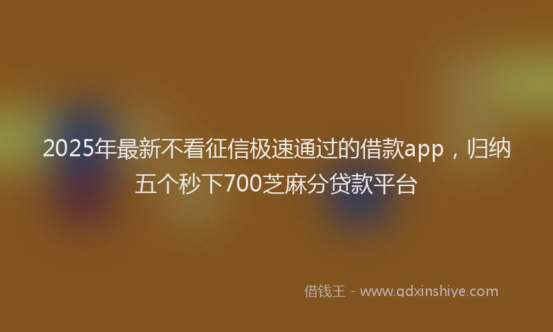 2025年最新不看征信极速通过的借款app，归纳五个秒下700芝麻分贷款平台