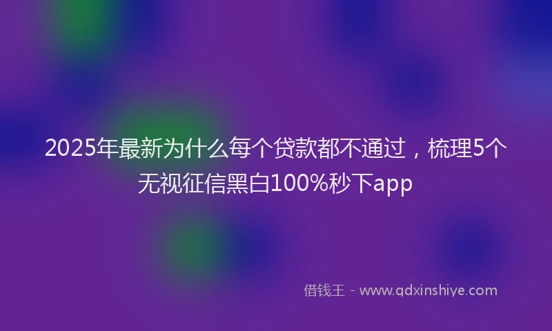 2025年最新为什么每个贷款都不通过，梳理5个无视征信黑白100%秒下app