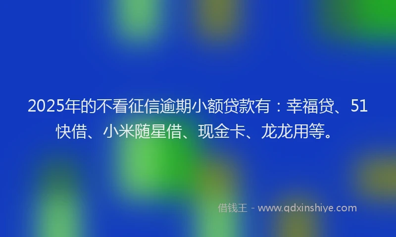 2025年的不看征信逾期小额贷款有：幸福贷、51快借、小米随星借、现金卡、龙龙用等。