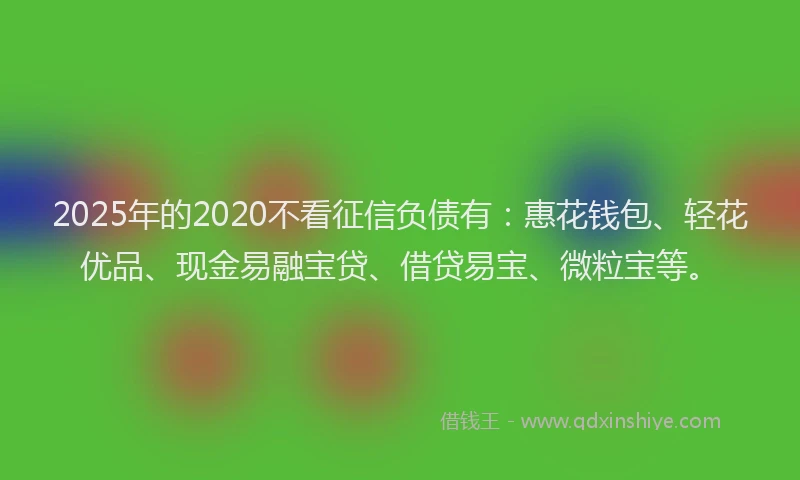 2025年的2020不看征信负债有：惠花钱包、轻花优品、现金易融宝贷、借贷易宝、微粒宝等。