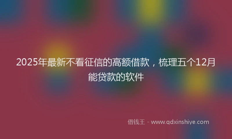 2025年最新不看征信的高额借款，梳理五个12月能贷款的软件