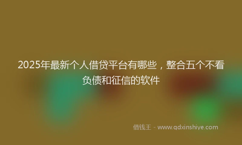 2025年最新个人借贷平台有哪些，整合五个不看负债和征信的软件