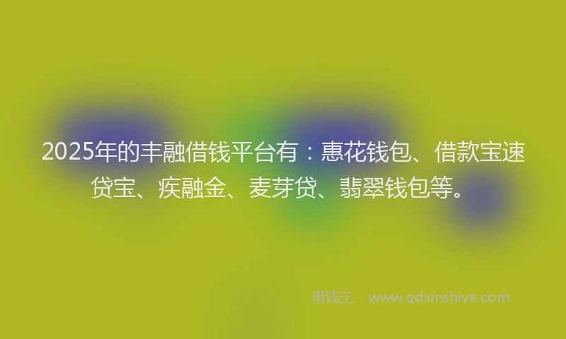 2025年的丰融借钱平台有：惠花钱包、借款宝速贷宝、疾融金、麦芽贷、翡翠钱包等。