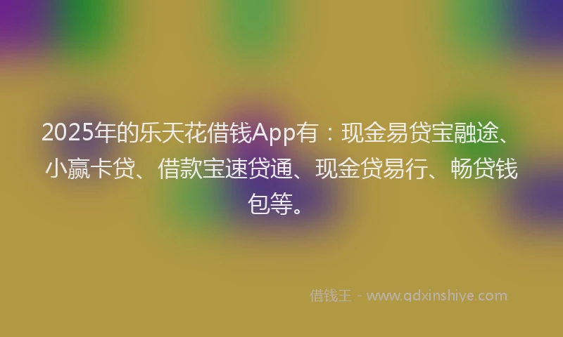 2025年的乐天花借钱App有：现金易贷宝融途、小赢卡贷、借款宝速贷通、现金贷易行、畅贷钱包等。