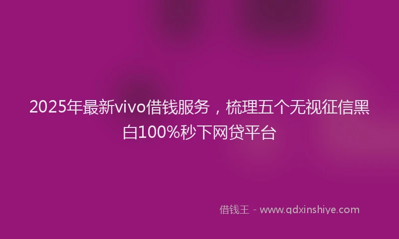 2025年最新vivo借钱服务，梳理五个无视征信黑白100%秒下网贷平台