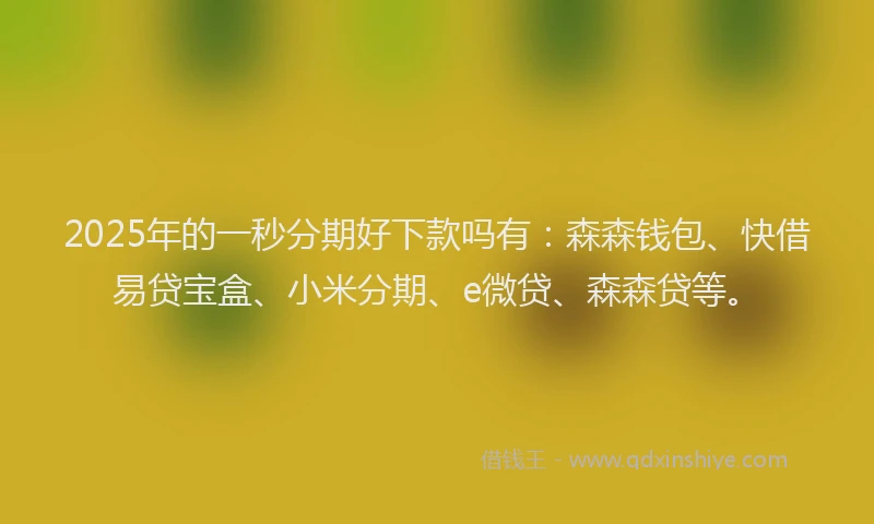 2025年的一秒分期好下款吗有：森森钱包、快借易贷宝盒、小米分期、e微贷、森森贷等。