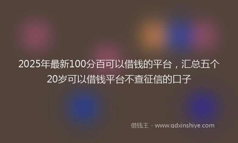 2025年最新100分百可以借钱的平台，汇总五个20岁可以借钱平台不查征信的口子