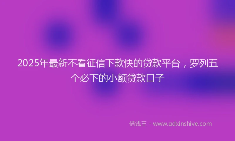 2025年最新不看征信下款快的贷款平台，罗列五个必下的小额贷款口子