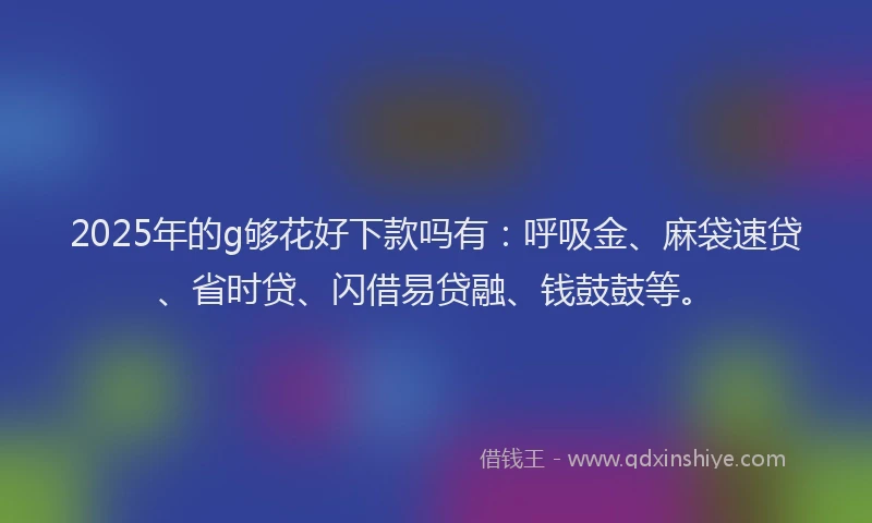 2025年的g够花好下款吗有：呼吸金、麻袋速贷、省时贷、闪借易贷融、钱鼓鼓等。