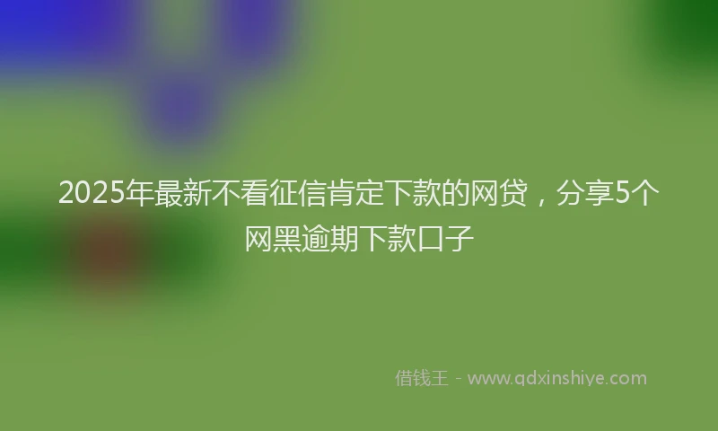 2025年最新不看征信肯定下款的网贷，分享5个网黑逾期下款口子