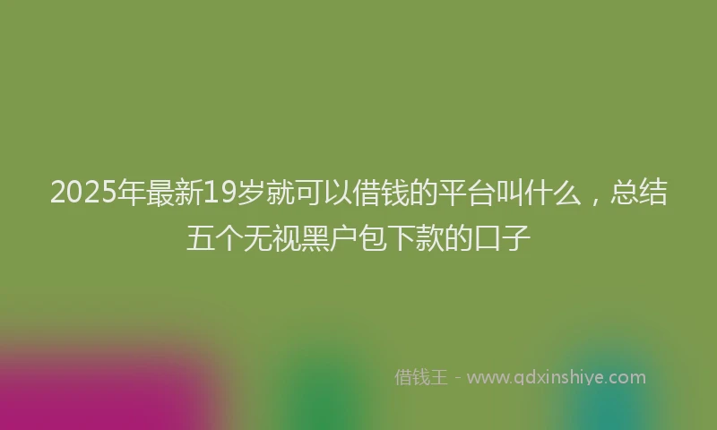 2025年最新19岁就可以借钱的平台叫什么，总结五个无视黑户包下款的口子