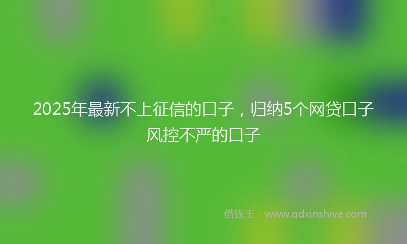 2025年最新不上征信的口子，归纳5个网贷口子风控不严的口子