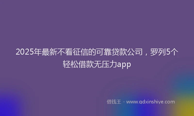 2025年最新不看征信的可靠贷款公司，罗列5个轻松借款无压力app