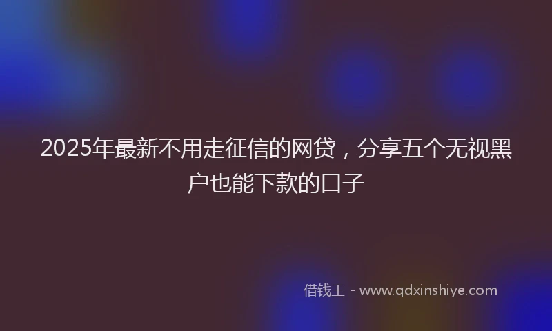 2025年最新不用走征信的网贷，分享五个无视黑户也能下款的口子