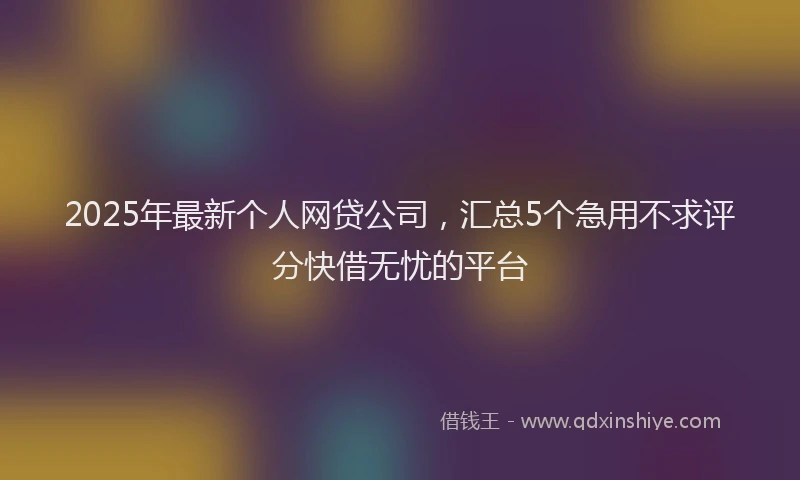 2025年最新个人网贷公司，汇总5个急用不求评分快借无忧的平台