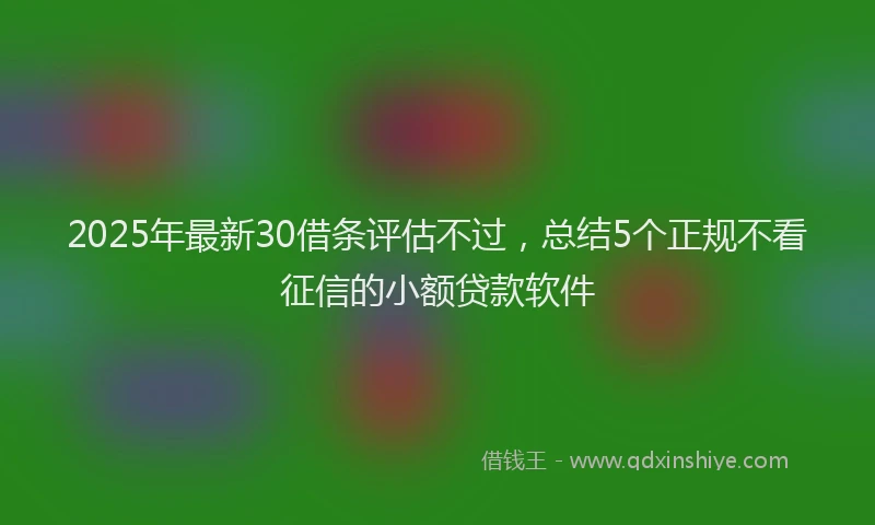 2025年最新30借条评估不过，总结5个正规不看征信的小额贷款软件