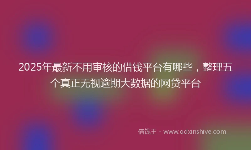 2025年最新不用审核的借钱平台有哪些，整理五个真正无视逾期大数据的网贷平台