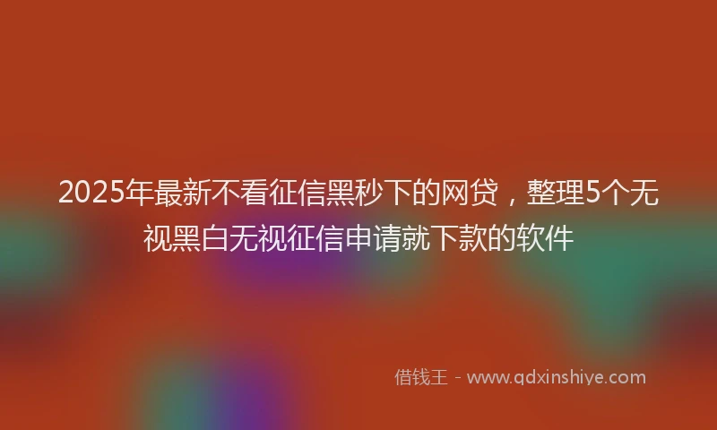 2025年最新不看征信黑秒下的网贷，整理5个无视黑白无视征信申请就下款的软件