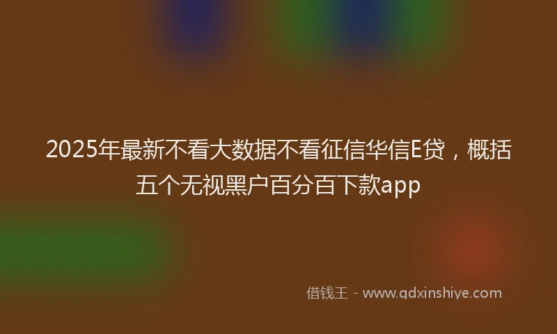 2025年最新不看大数据不看征信华信E贷，概括五个无视黑户百分百下款app