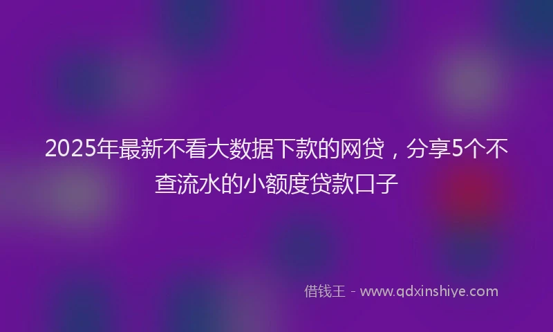 2025年最新不看大数据下款的网贷，分享5个不查流水的小额度贷款口子