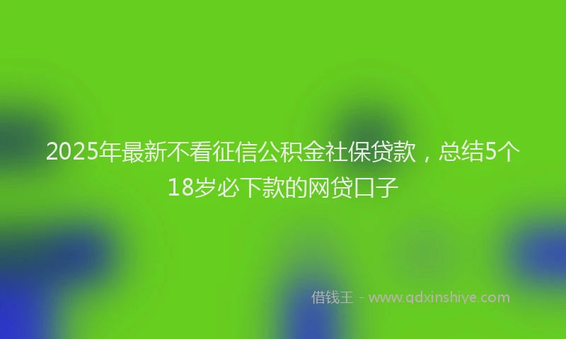 2025年最新不看征信公积金社保贷款，总结5个18岁必下款的网贷口子