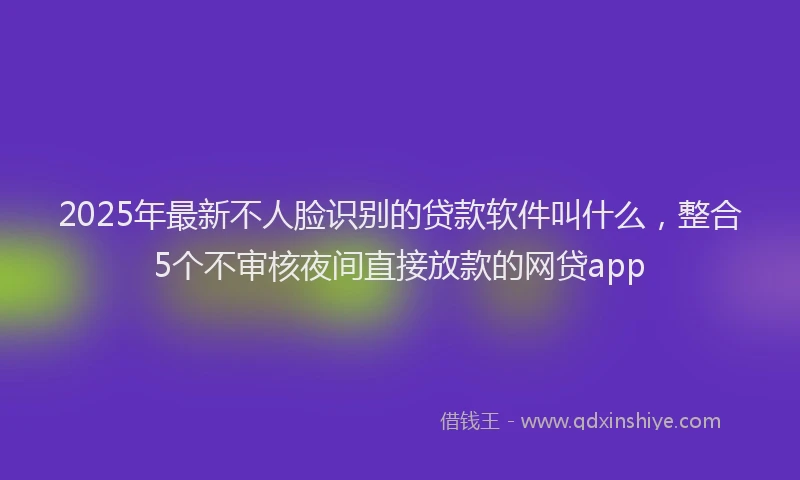 2025年最新不人脸识别的贷款软件叫什么，整合5个不审核夜间直接放款的网贷app
