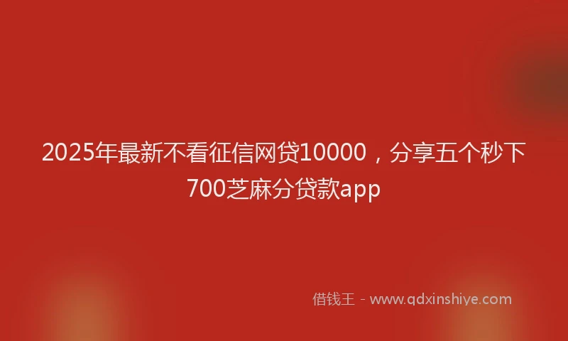 2025年最新不看征信网贷10000，分享五个秒下700芝麻分贷款app