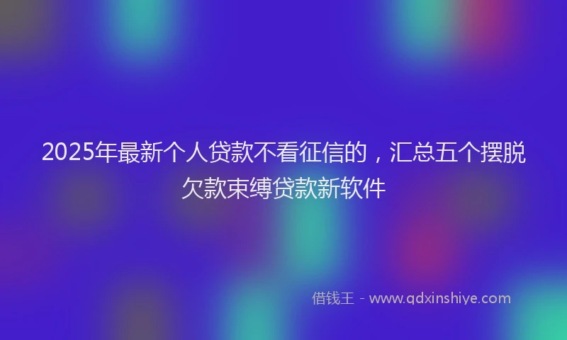 2025年最新个人贷款不看征信的，汇总五个摆脱欠款束缚贷款新软件