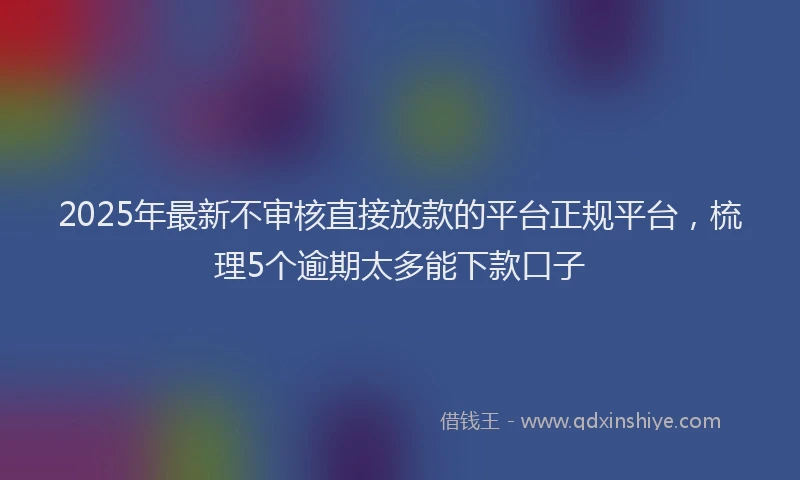 2025年最新不审核直接放款的平台正规平台，梳理5个逾期太多能下款口子
