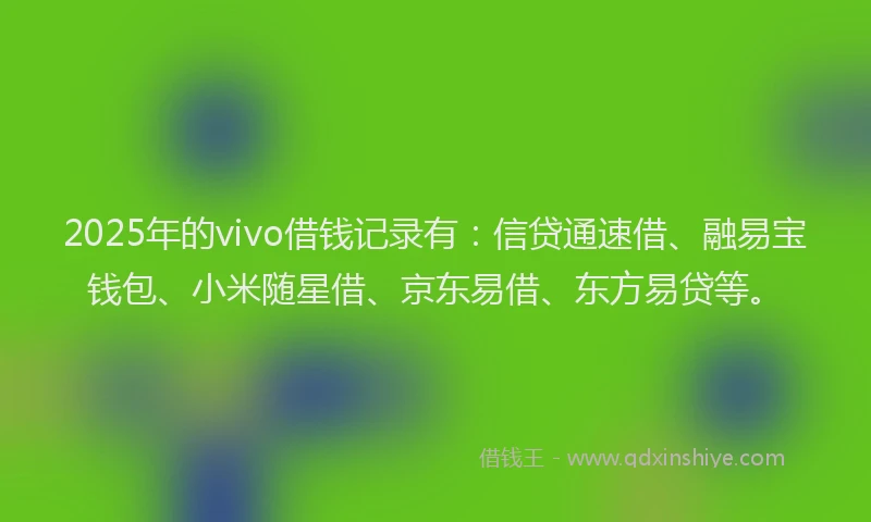 2025年的vivo借钱记录有：信贷通速借、融易宝钱包、小米随星借、京东易借、东方易贷等。