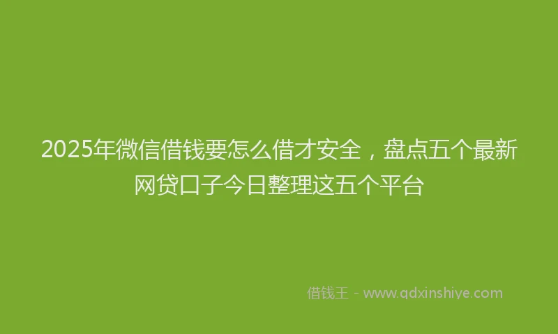 2025年微信借钱要怎么借才安全，盘点五个最新网贷口子今日整理这五个平台