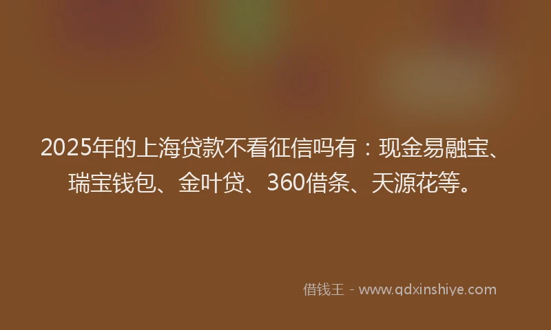 2025年的上海贷款不看征信吗有：现金易融宝、瑞宝钱包、金叶贷、360借条、天源花等。