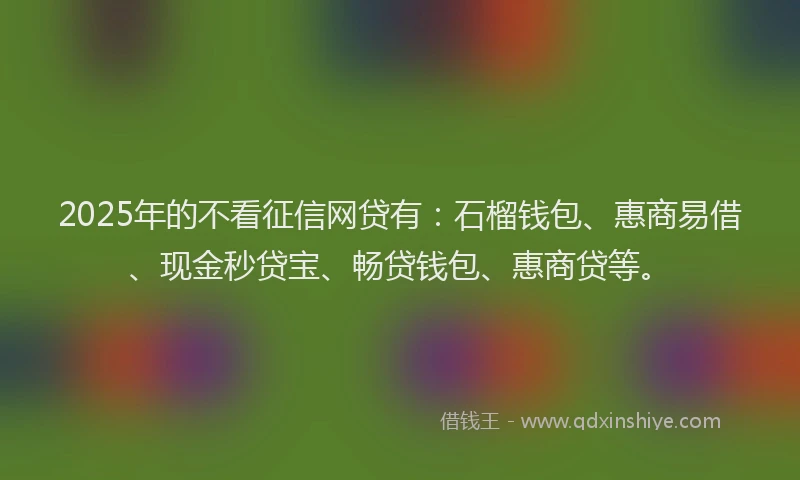 2025年的不看征信网贷有：石榴钱包、惠商易借、现金秒贷宝、畅贷钱包、惠商贷等。