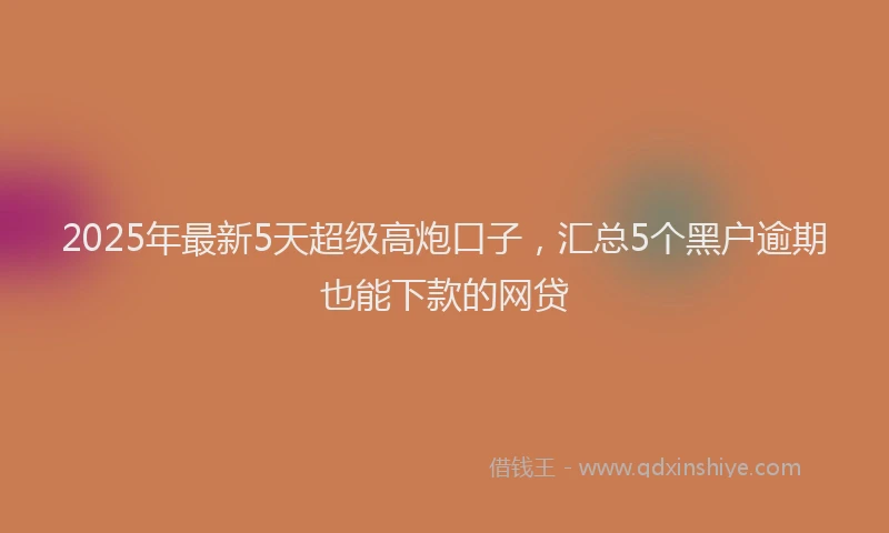2025年最新5天超级高炮口子，汇总5个黑户逾期也能下款的网贷