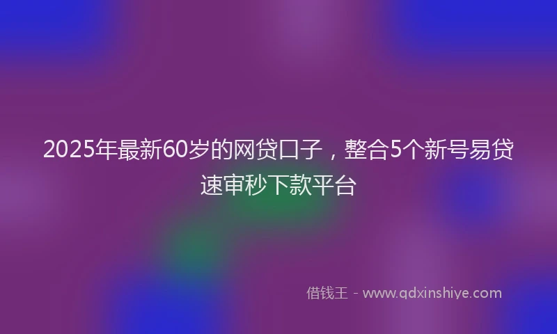 2025年最新60岁的网贷口子，整合5个新号易贷速审秒下款平台